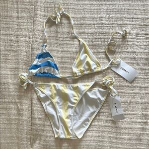 STAUD SEA 2 piece Bikini Blue White and Yellow - size Small